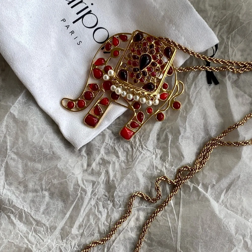 NWT Gripoix Paris- custom made The Jungle Book Big Elephant necklace - Picture 4 of 10
